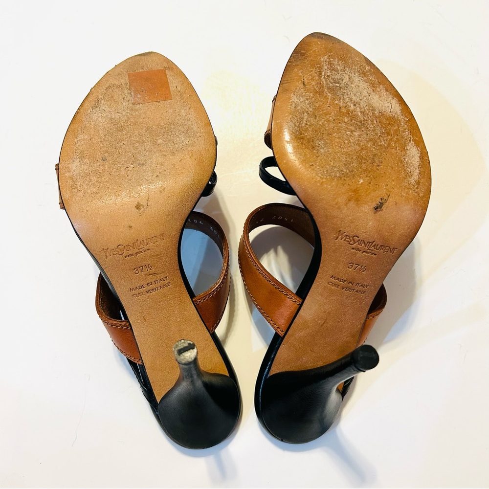 Yves Saint Laurent Leather Heels Worn Once Size 37-1/2 (7). Made in Italy. - Picture 6 of 14